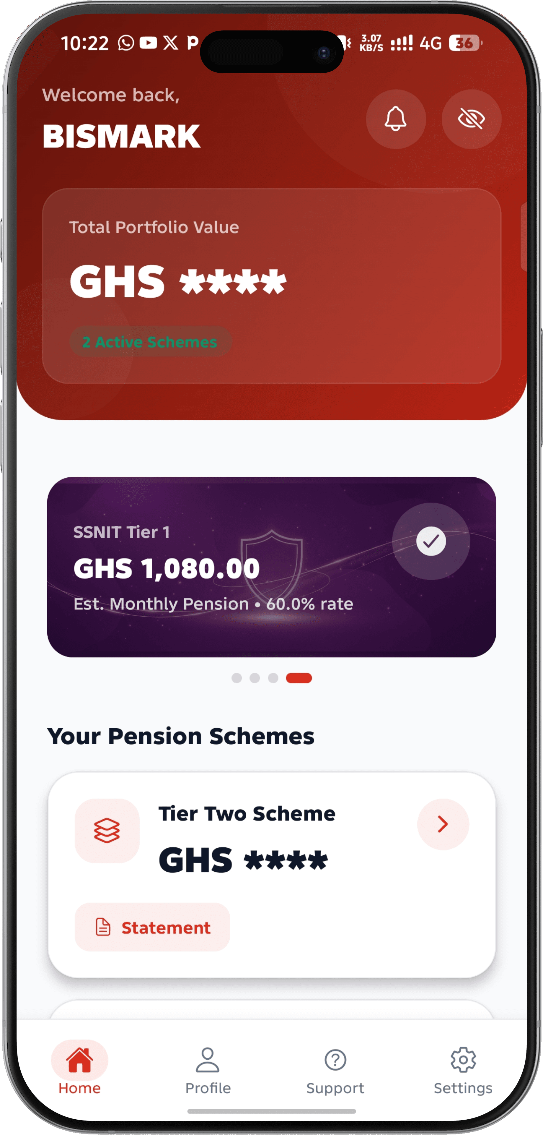 Standard Pensions Trust mobile app interface
